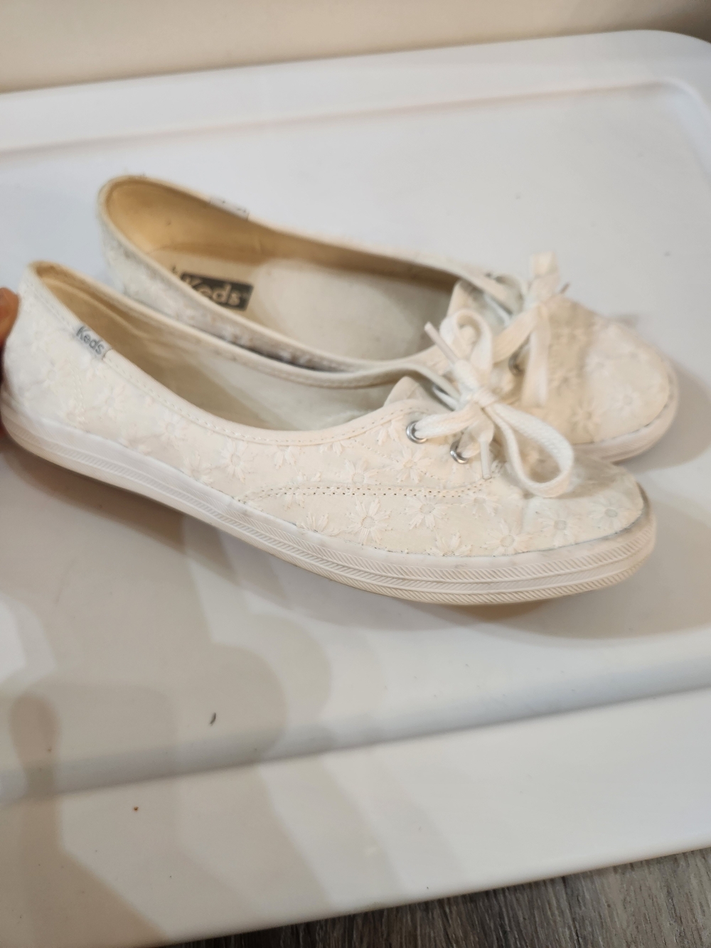 Keds Women's Cream Lace Slip-On Sneakers - Picture 3 of 6